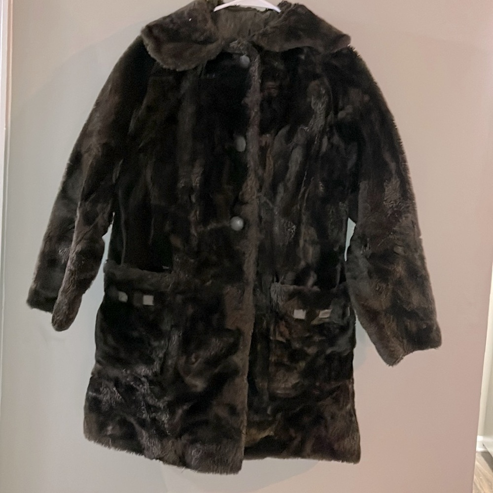 Vintage union made ladies garment faux fur coat